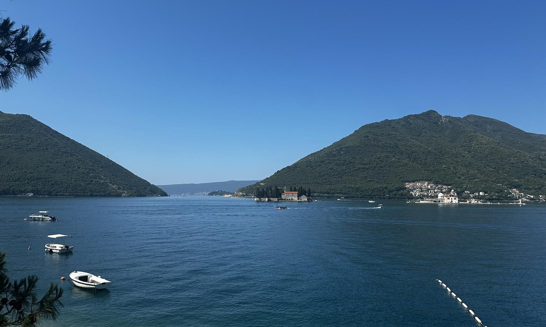 Perast in Montenegro looking towards Our Lady of the Rocks
