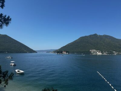 Perast in Montenegro looking towards Our Lady of the Rocks