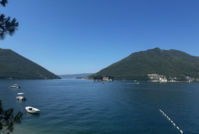 Perast in Montenegro looking towards Our Lady of the Rocks
